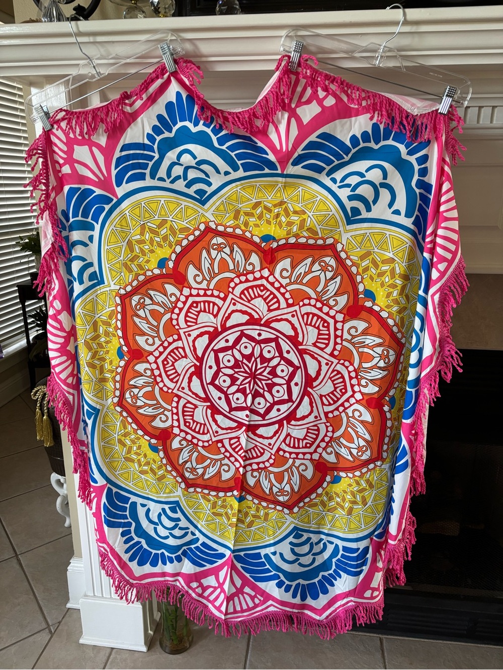 Vibrant Mandala Fringe Round Beach/Picnic Ground Cover